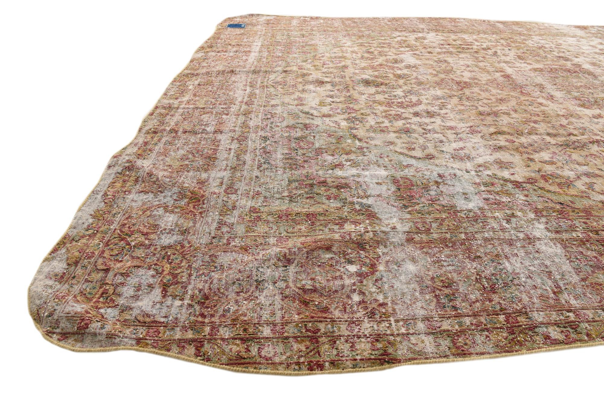 9' 8 x 13' 3 Hand Knotted Ultra Vintage Persian Wool Rug