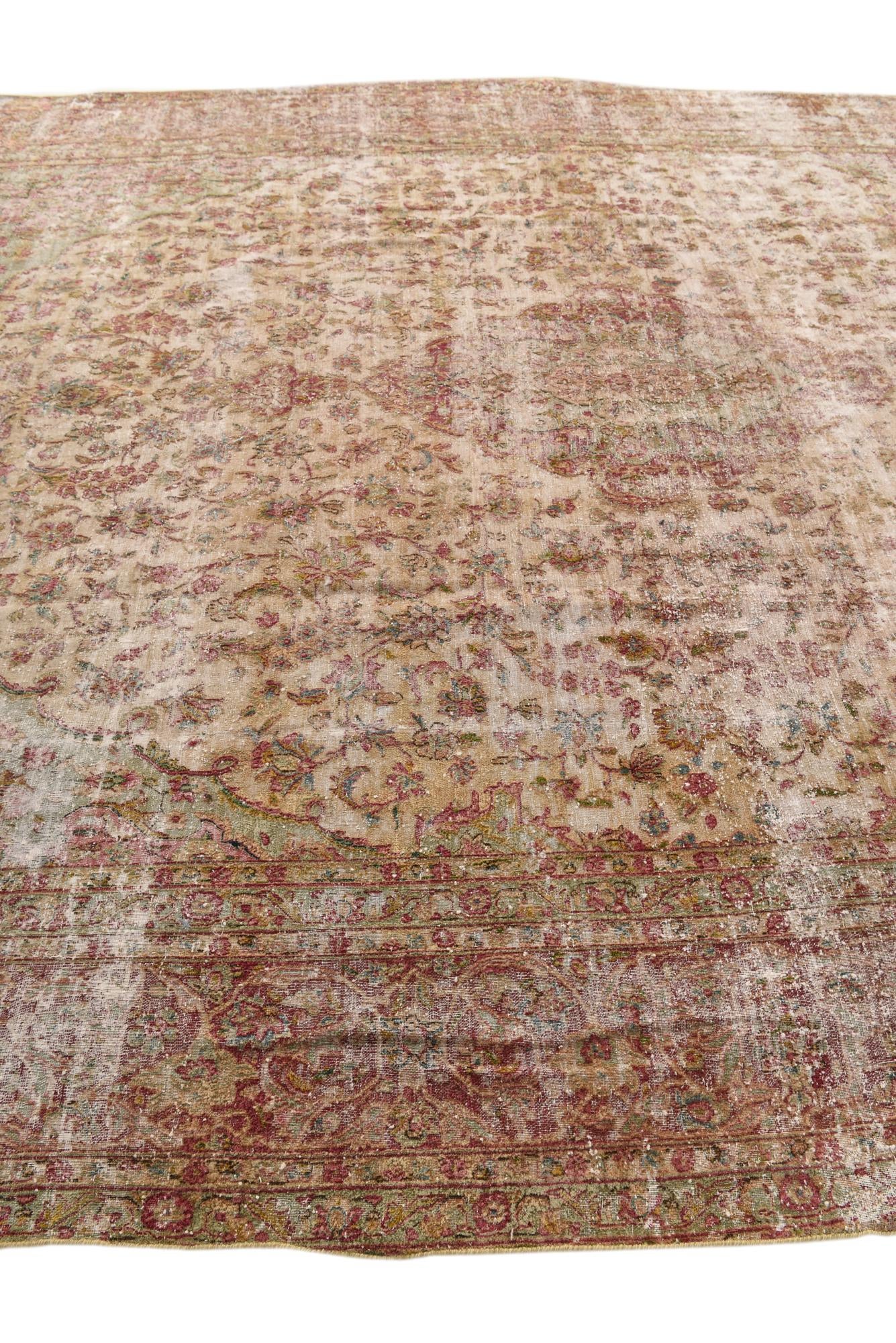 9' 8 x 13' 3 Hand Knotted Ultra Vintage Persian Wool Rug
