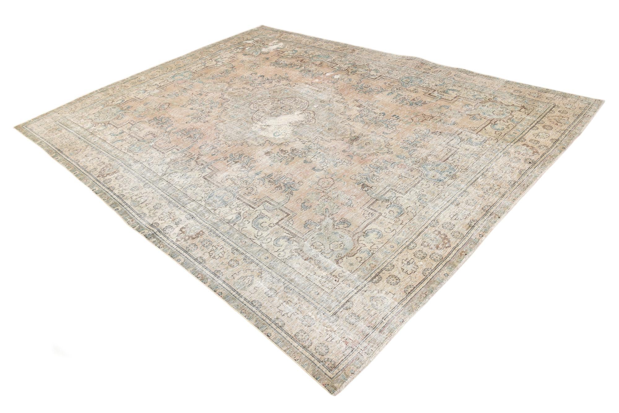 9' 5 x 12' 5 Hand Knotted Ultra Vintage Persian Wool Rug
