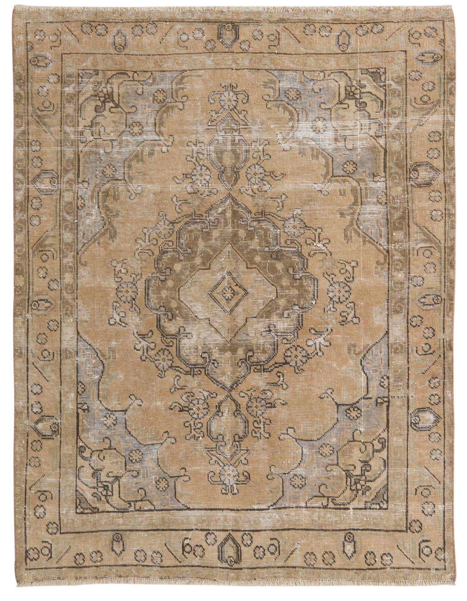 4' 6 x 5' 8 Hand Knotted Ultra Vintage Persian Wool Rug
