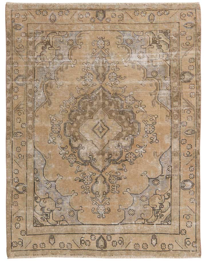4' 6 x 5' 8 Hand Knotted Ultra Vintage Persian Wool Rug