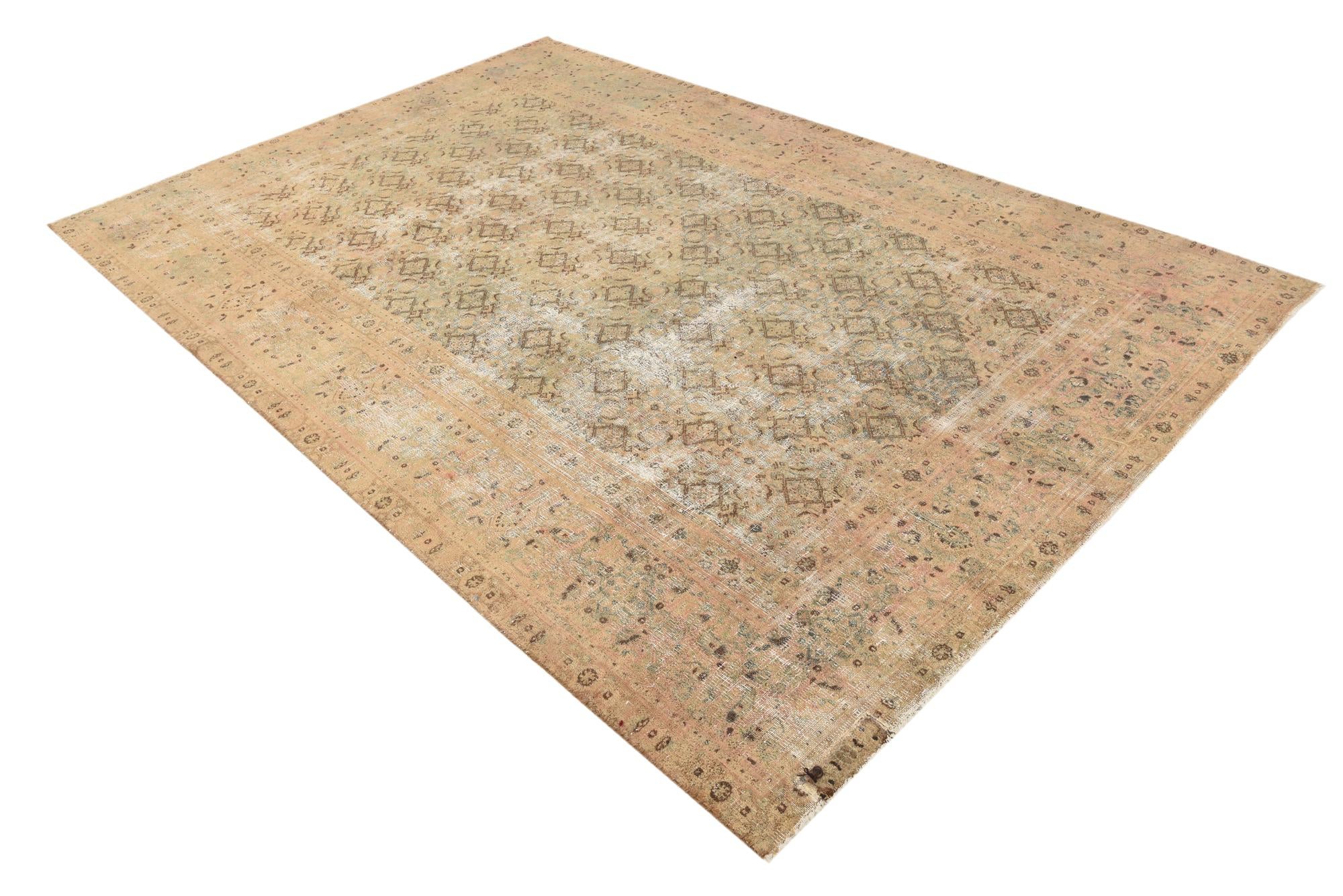6' 6 x 10' Hand Knotted Ultra Vintage Persian Wool Rug