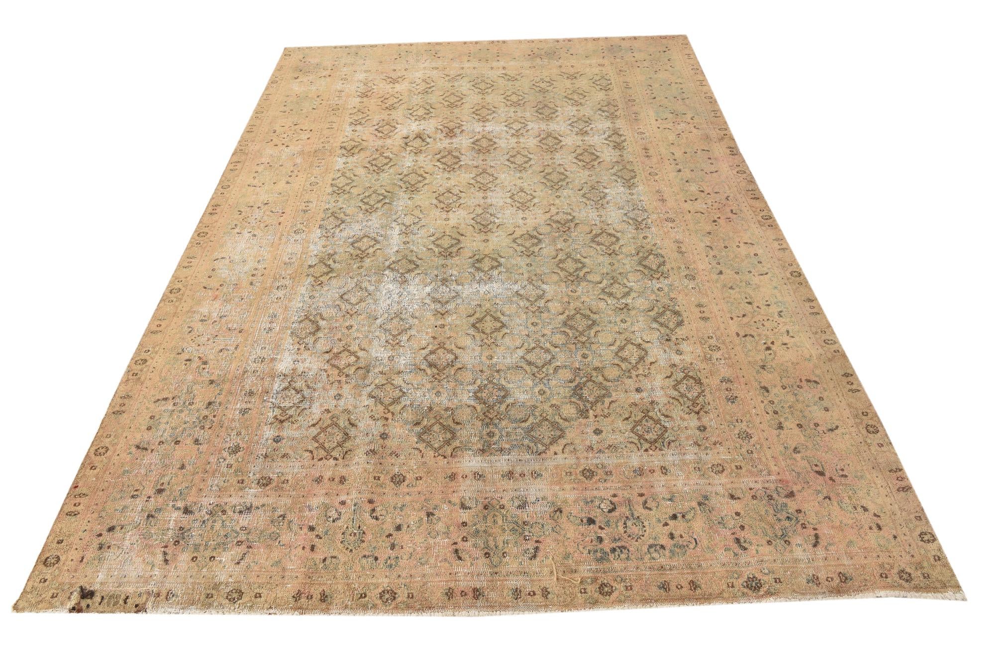 6' 6 x 10' Hand Knotted Ultra Vintage Persian Wool Rug