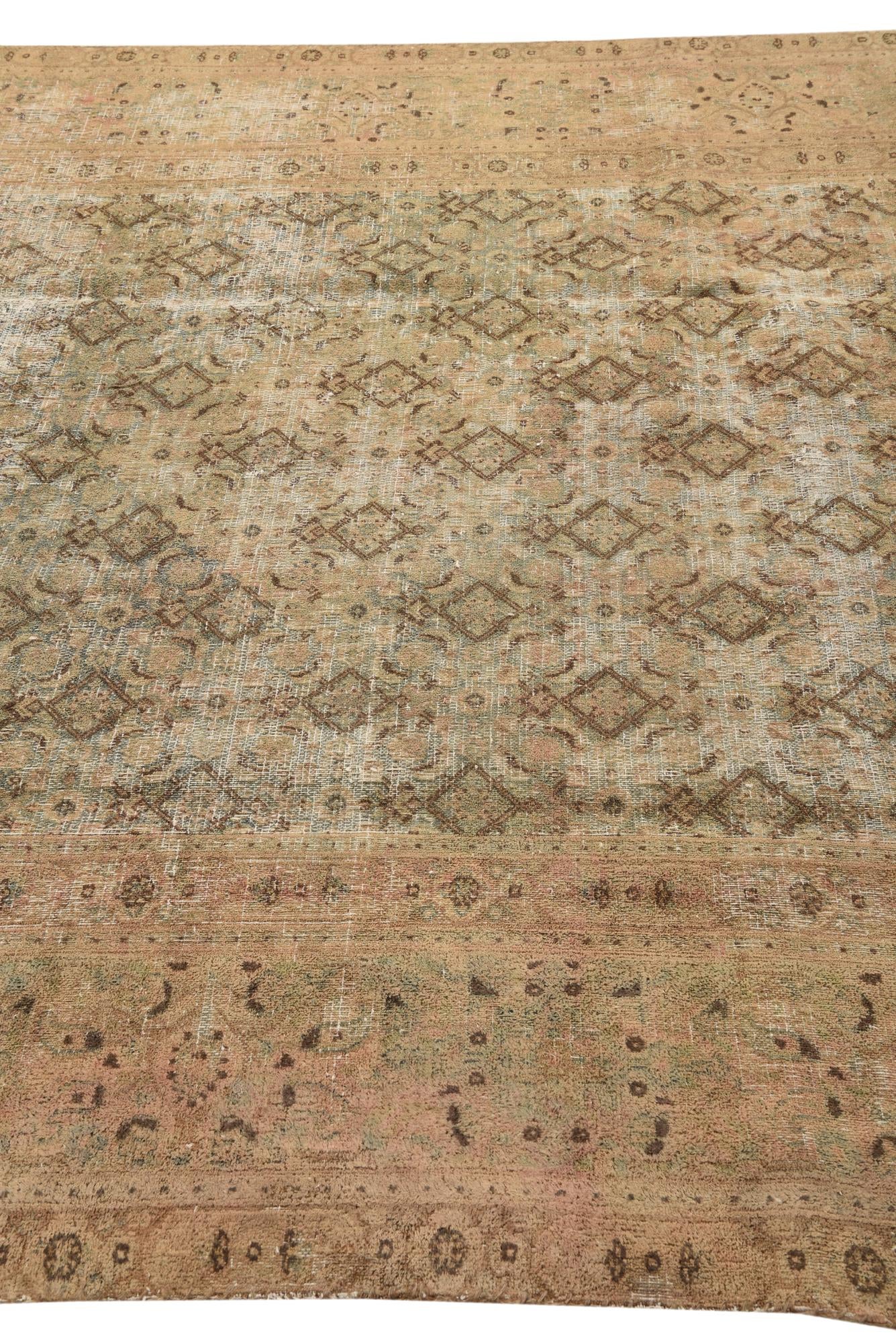6' 6 x 10' Hand Knotted Ultra Vintage Persian Wool Rug