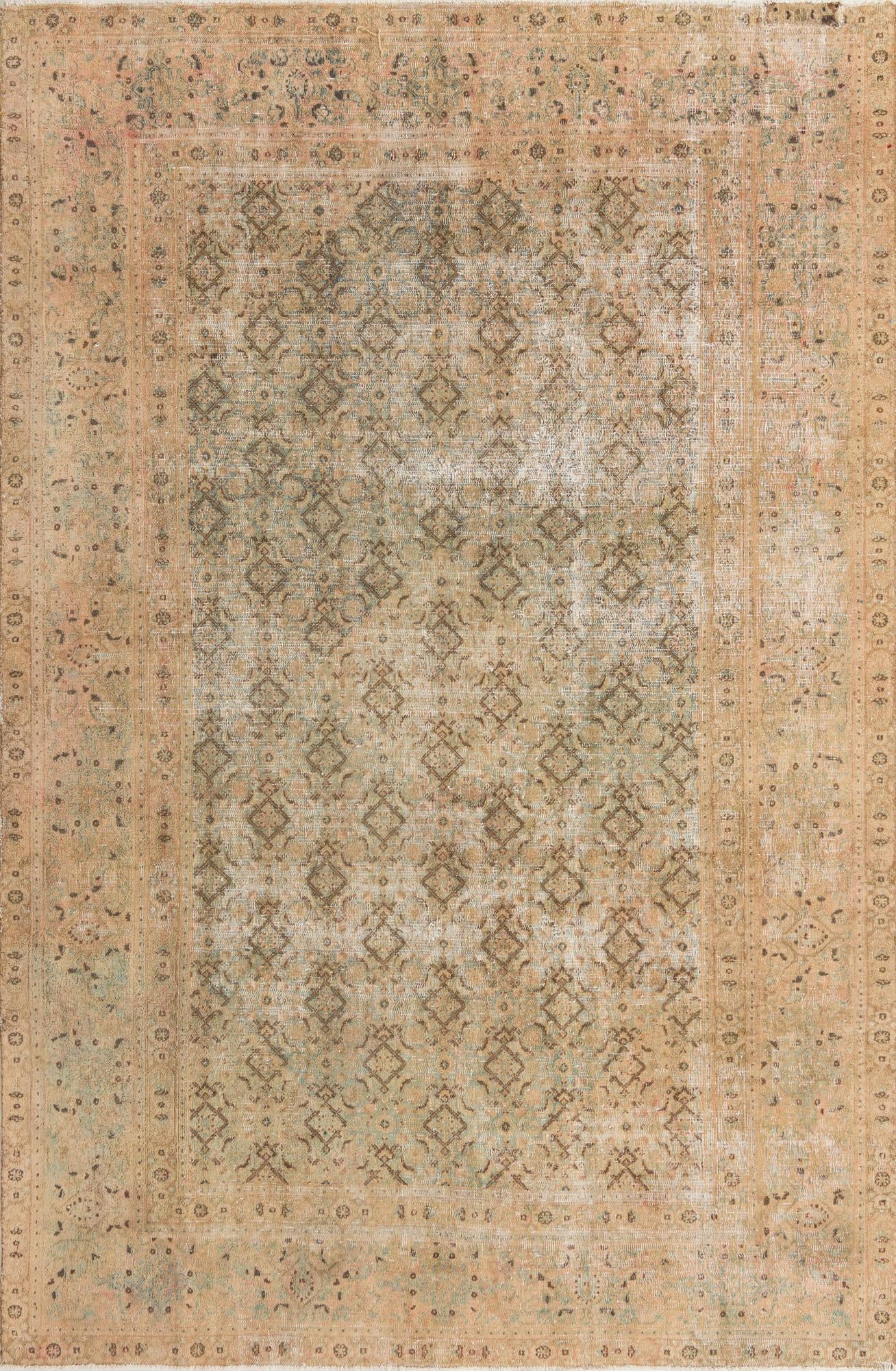 6' 6 x 10' Hand Knotted Ultra Vintage Persian Wool Rug