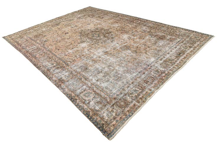 Detail image of 9' 5 x 13' Hand Knotted Ultra Vintage Persian Wool Rug