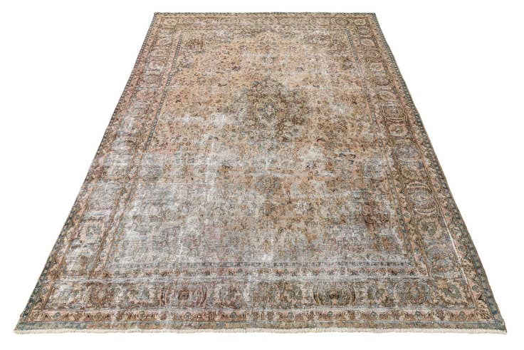 Detail image of 9' 5 x 13' Hand Knotted Ultra Vintage Persian Wool Rug