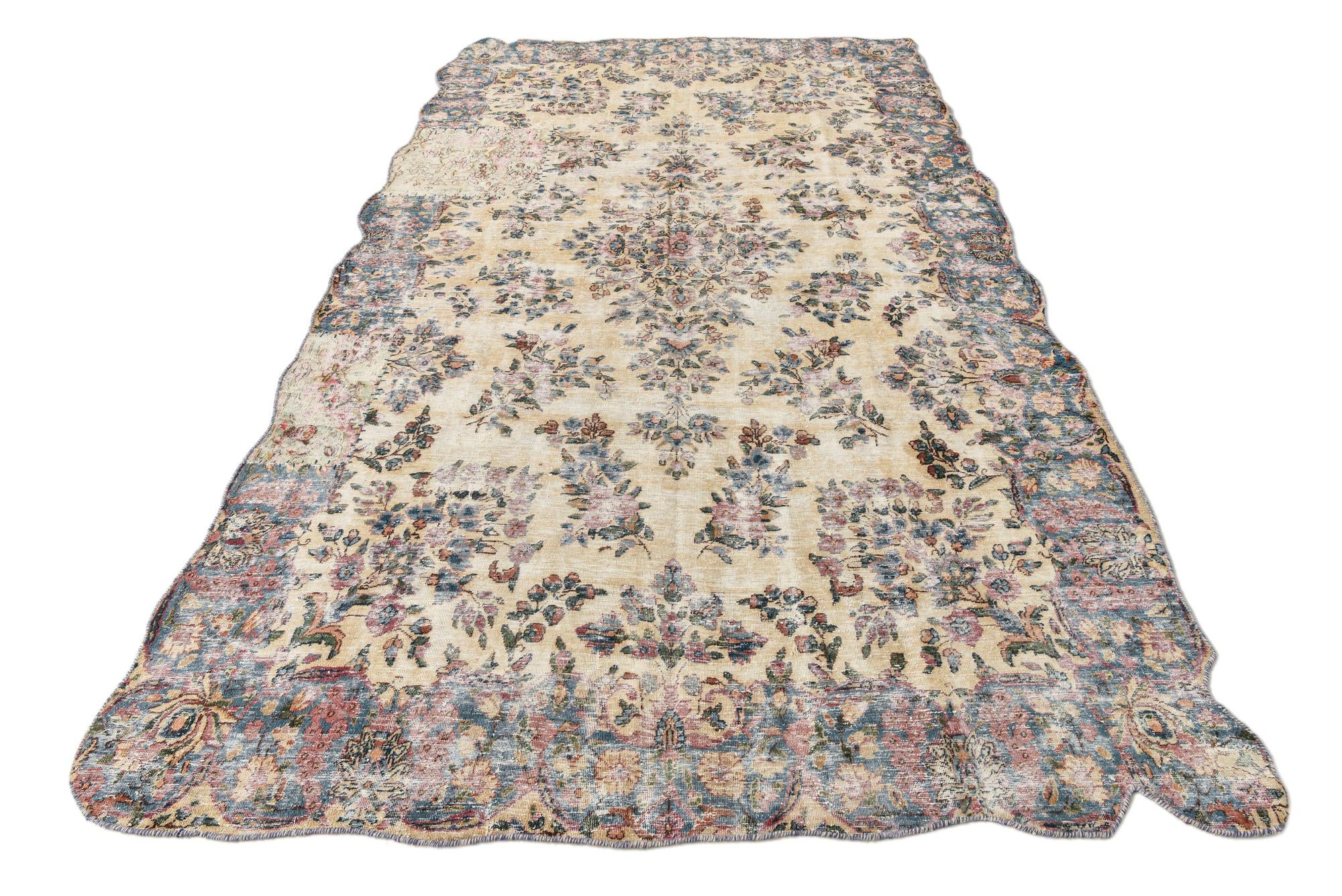 6' 2 x 10' 8 Hand Knotted Ultra Vintage Persian Wool Rug