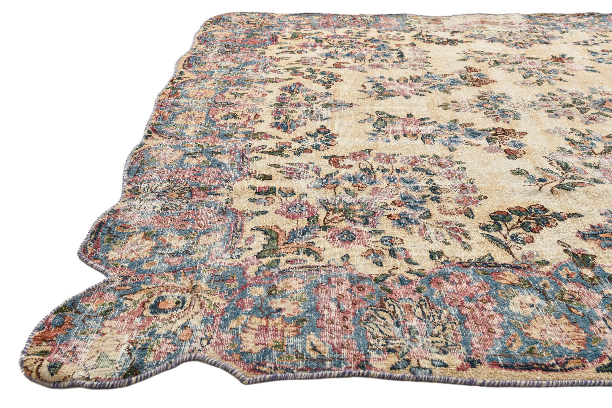 6' 2 x 10' 8 Hand Knotted Ultra Vintage Persian Wool Rug