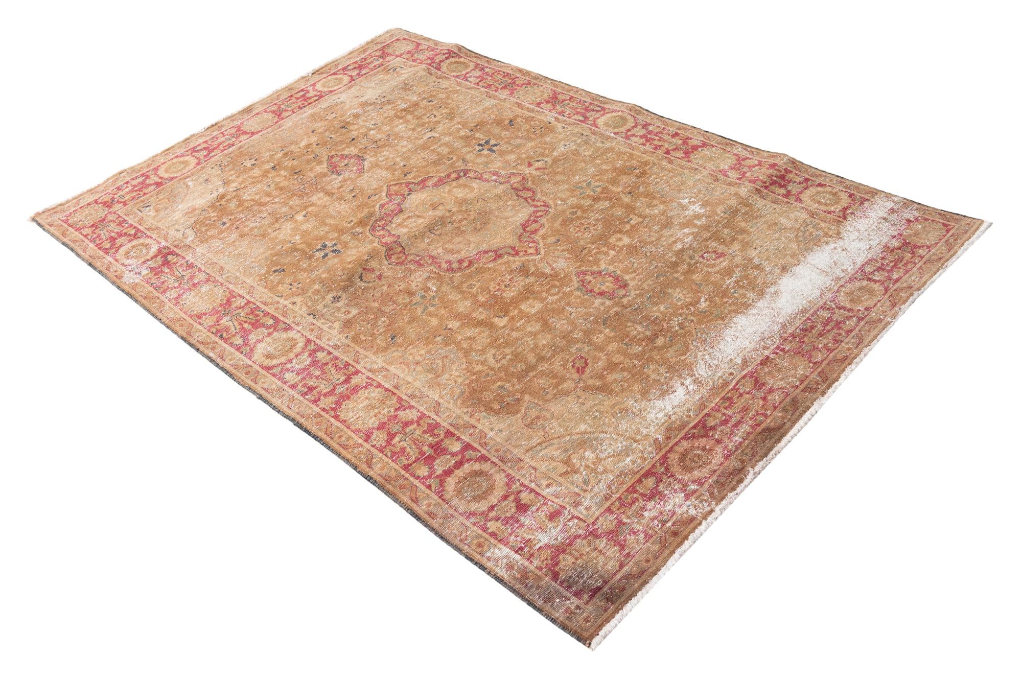 4' 2 x 6' 1 Hand Knotted Ultra Vintage Persian Wool Rug