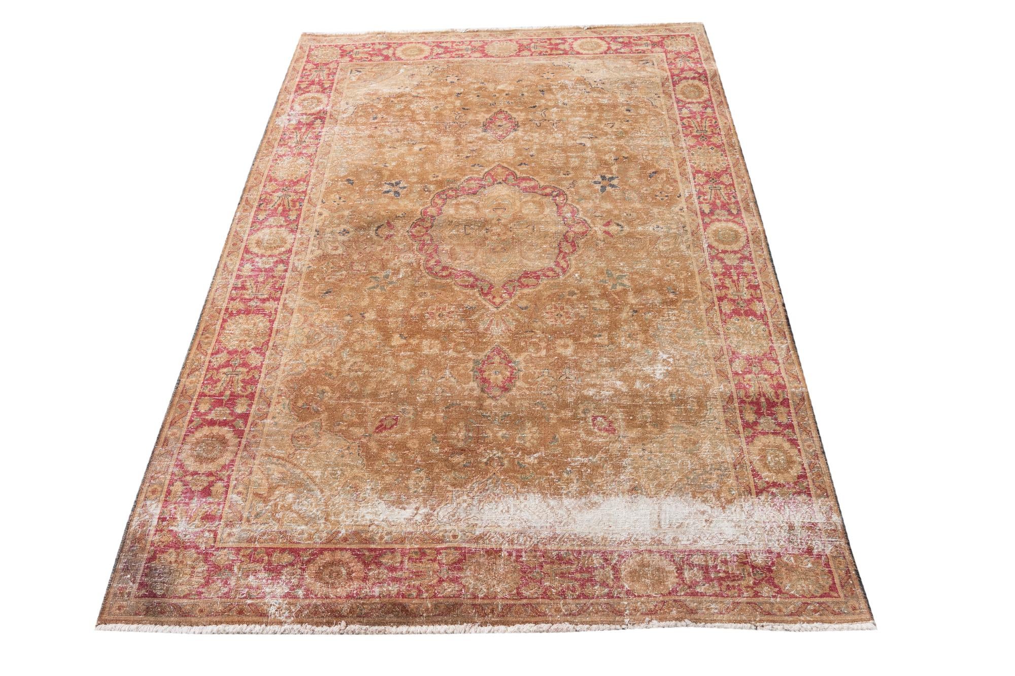 4' 2 x 6' 1 Hand Knotted Ultra Vintage Persian Wool Rug