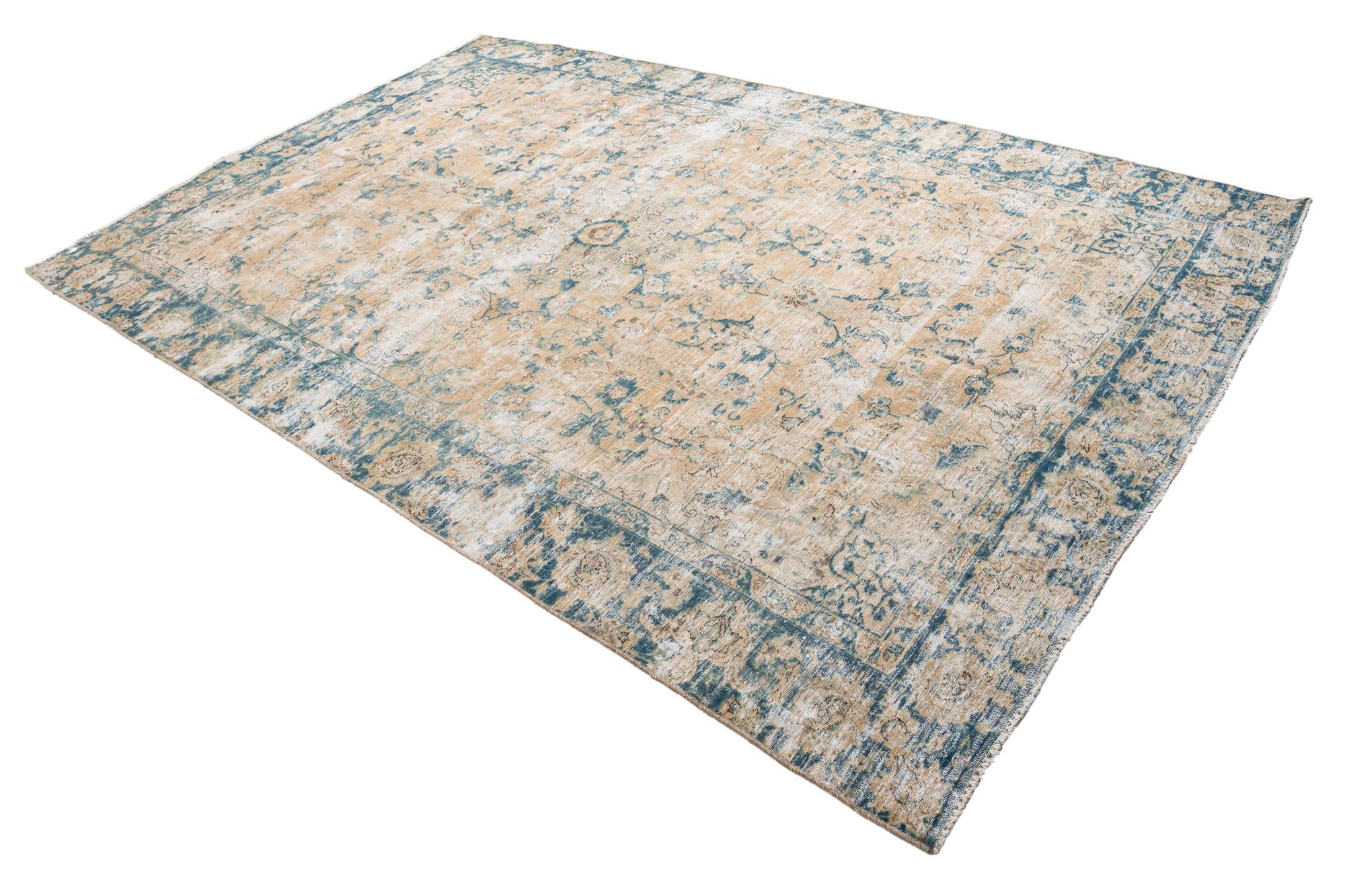 7' x 10' 9 Hand Knotted Ultra Vintage Persian Wool Rug