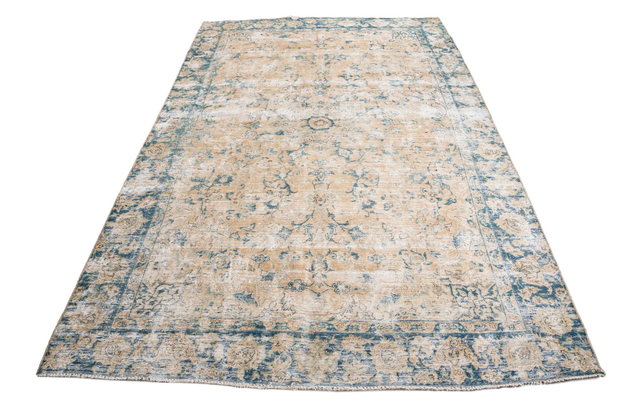 7' x 10' 9 Hand Knotted Ultra Vintage Persian Wool Rug