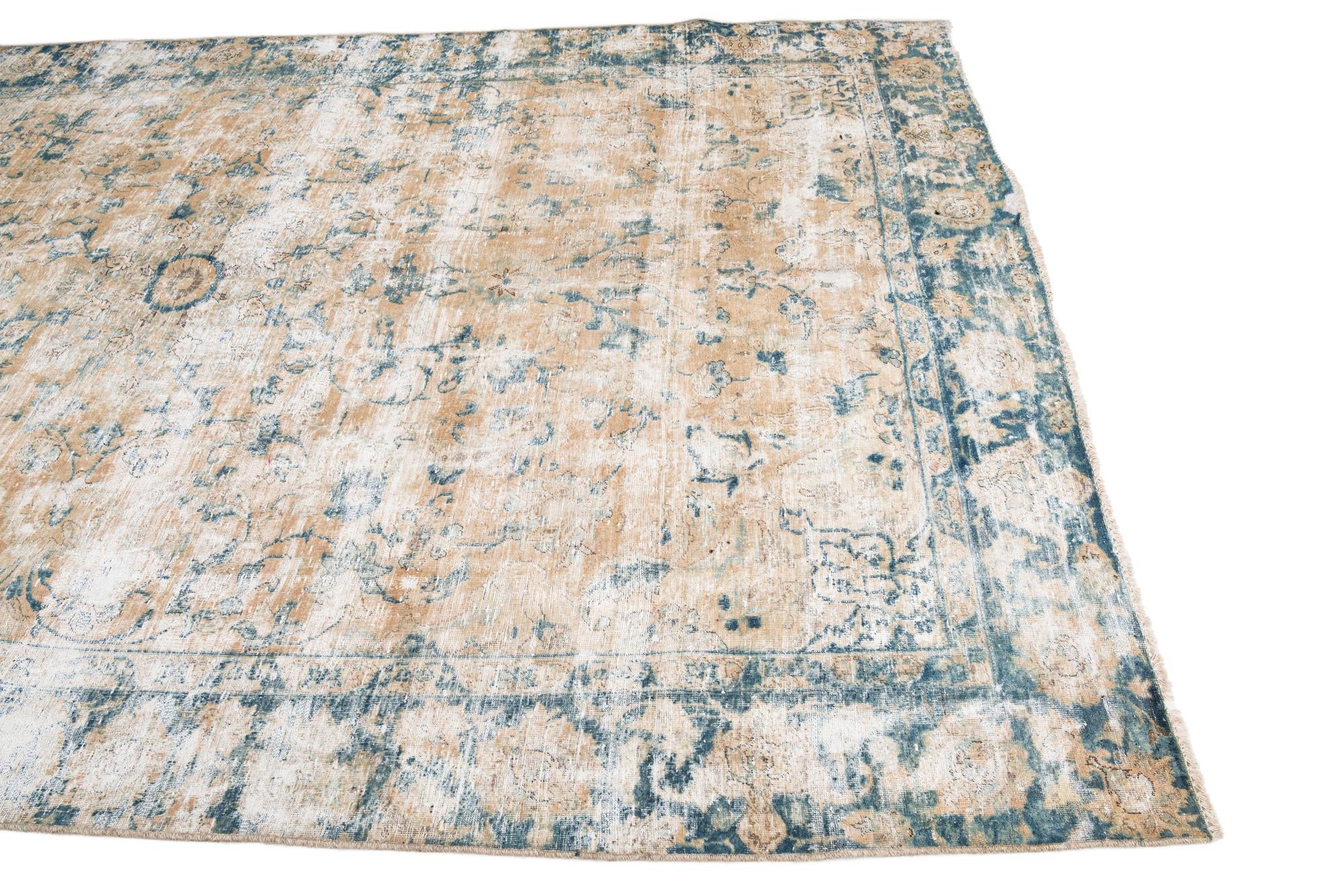 7' x 10' 9 Hand Knotted Ultra Vintage Persian Wool Rug