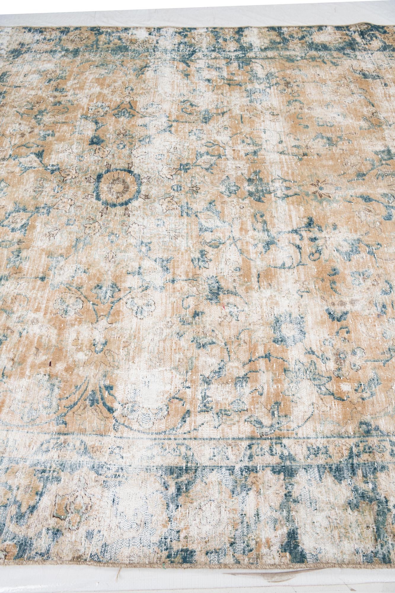 7' x 10' 9 Hand Knotted Ultra Vintage Persian Wool Rug