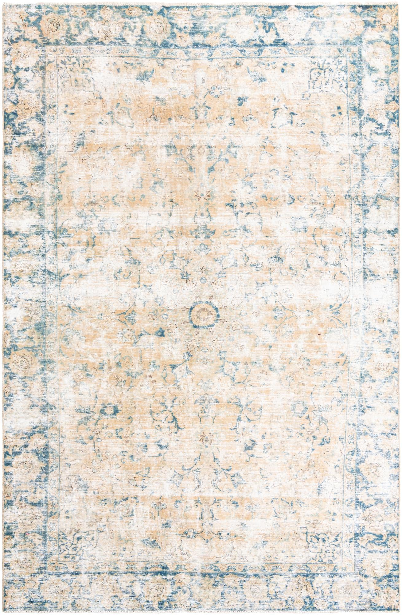 7' x 10' 9 Hand Knotted Ultra Vintage Persian Wool Rug