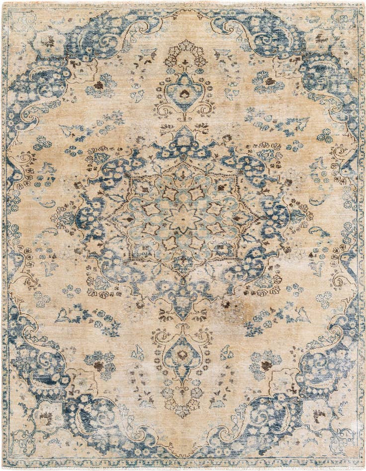 Detail image of 6' 6 x 9' 4 Hand Knotted Ultra Vintage Persian Wool Rug