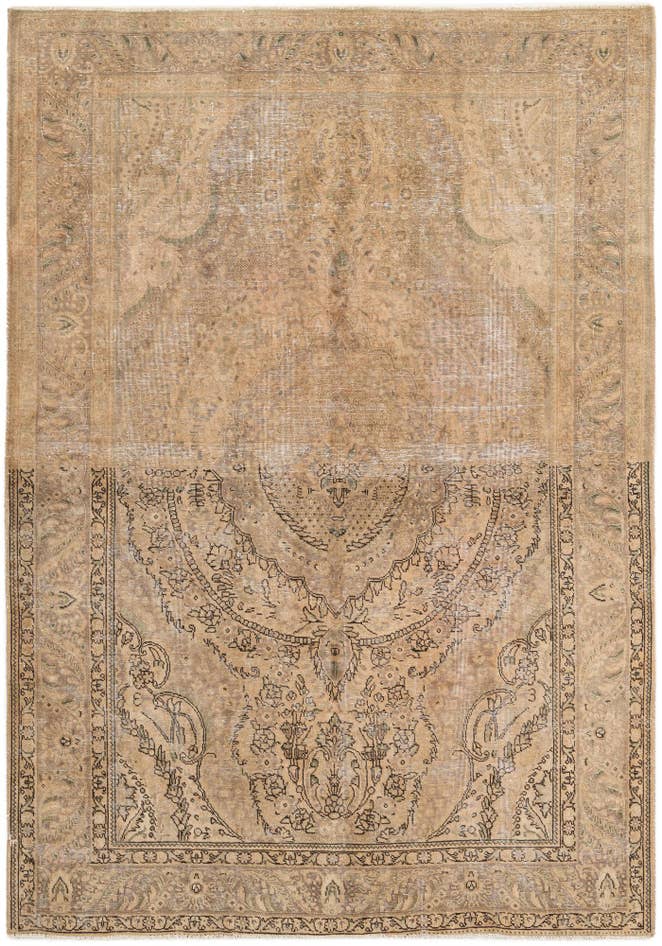 Detail image of 6' 7 x 9' 8 Hand Knotted Ultra Vintage Persian Wool Rug
