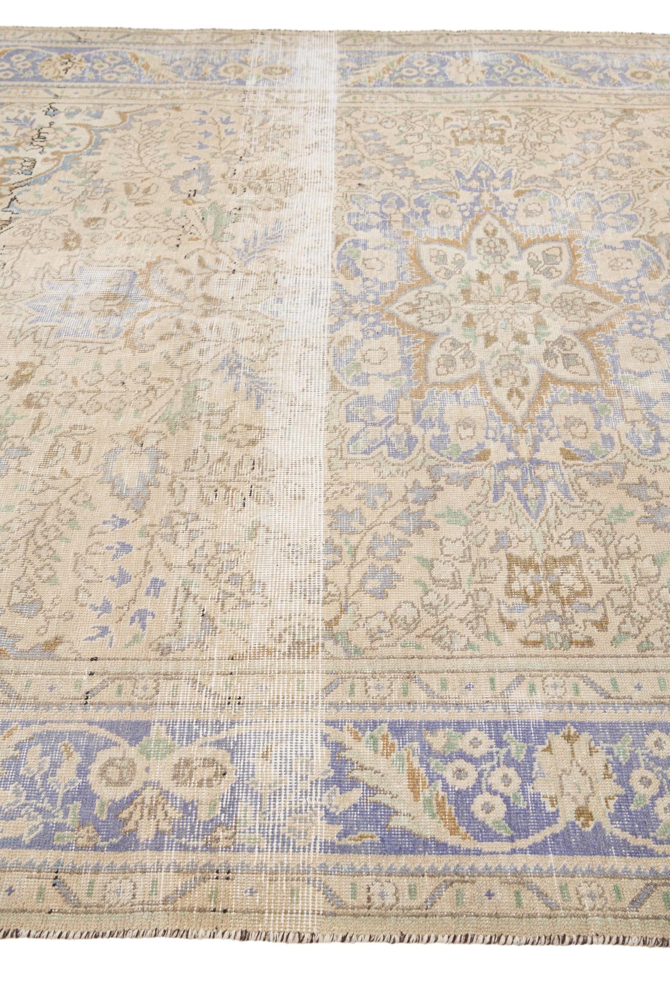 6' 5 x 9' 7 Hand Knotted Ultra Vintage Persian Wool Rug