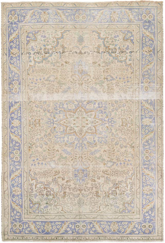 Detail image of 6' 5 x 9' 7 Hand Knotted Ultra Vintage Persian Wool Rug