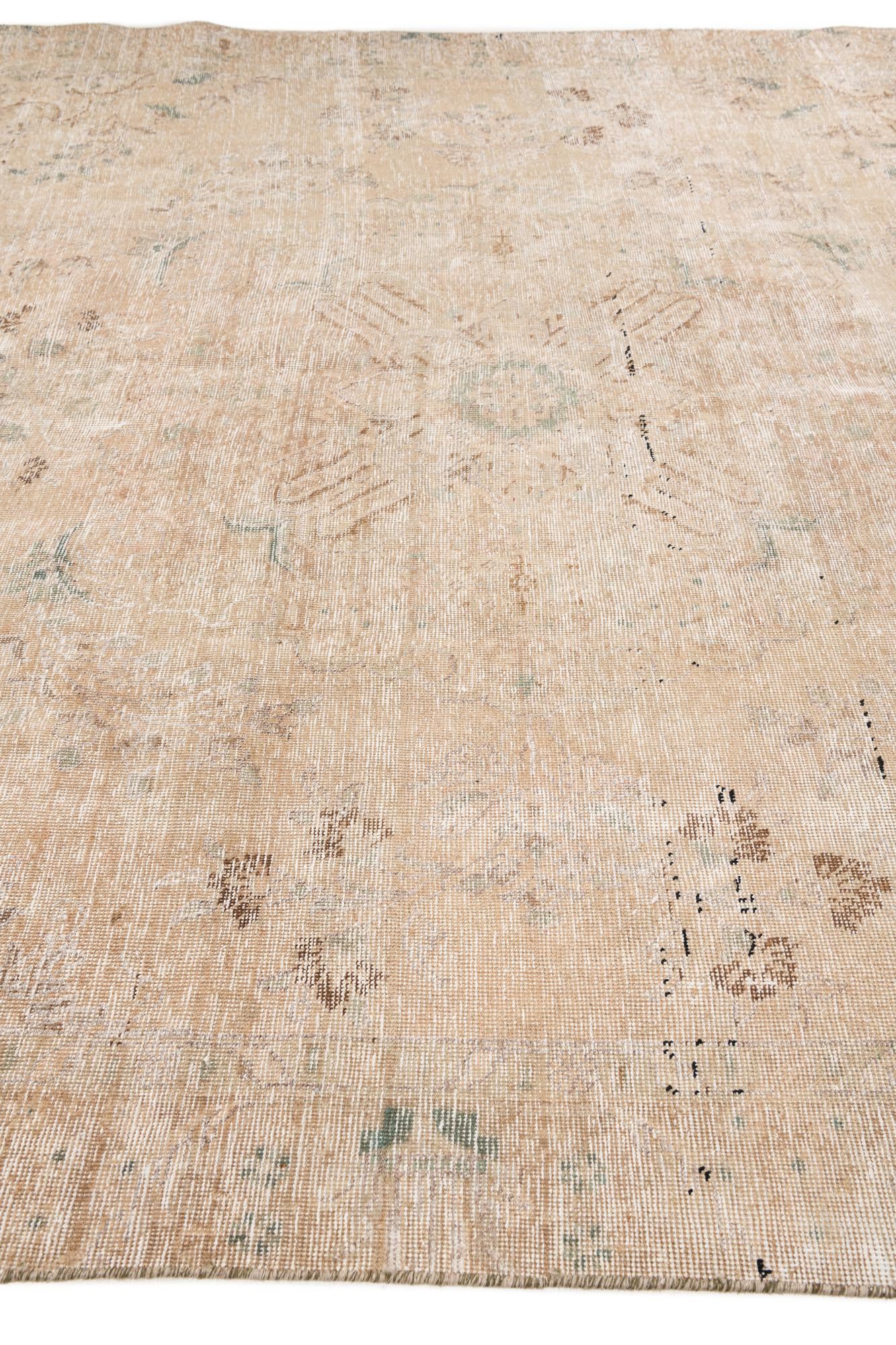 9' x 12' 6 Hand Knotted Ultra Vintage Persian Wool Rug
