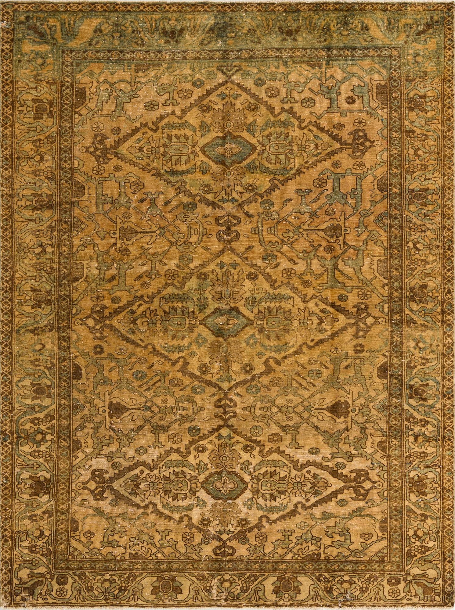 7' x 9' 4  Hand Knotted Ultra Vintage Persian Wool Rug