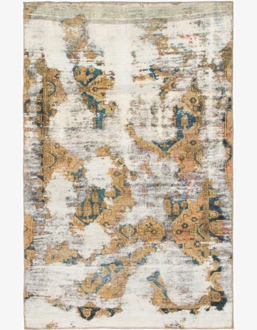 4' 3 x 6' 8 Hand Knotted Ultra Vintage Persian Wool Rug