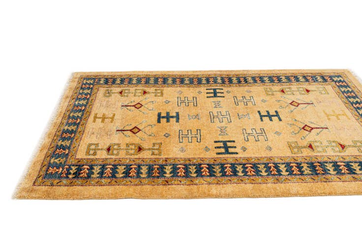 Detail image of 3' 4 x 4' 8 Hand Knotted Ziegler Wool Rug