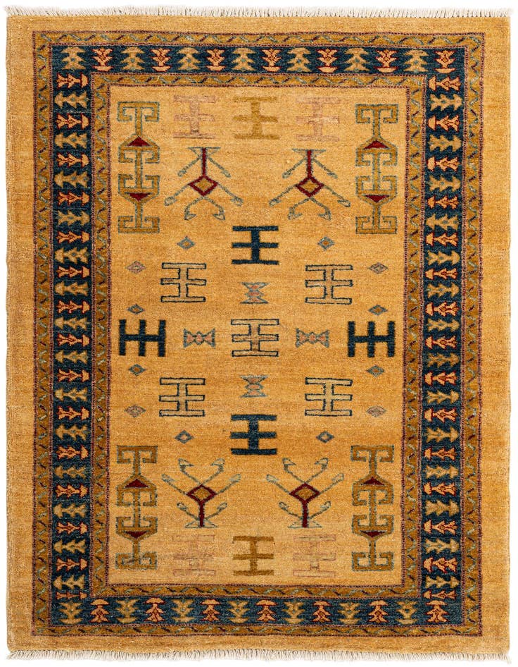 Detail image of 3' 4 x 4' 8 Hand Knotted Ziegler Wool Rug