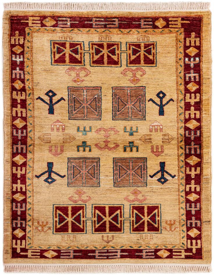 Detail image of 3' 3 x 5' 3 Hand Knotted Ziegler Wool Rug