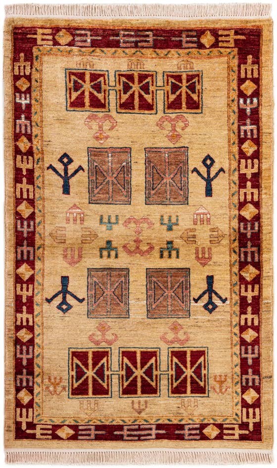 Detail image of 3' 3 x 5' 3 Hand Knotted Ziegler Wool Rug