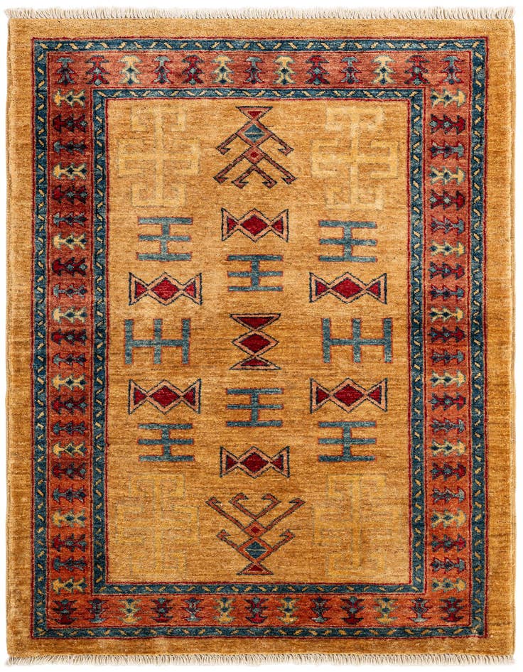 Detail image of 3' 5 x 4' 11 Hand Knotted Ziegler Wool Rug
