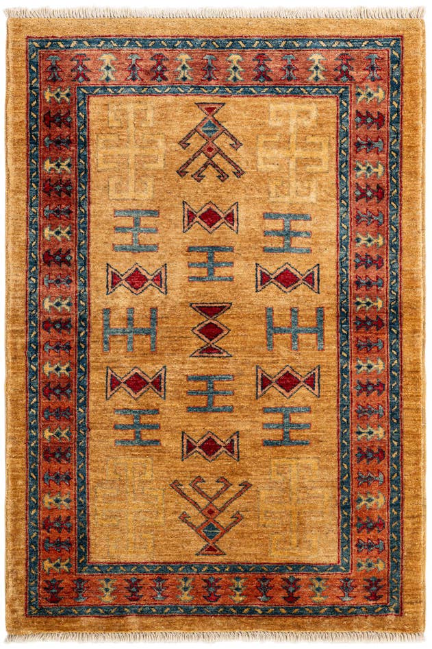 Detail image of 3' 5 x 4' 11 Hand Knotted Ziegler Wool Rug