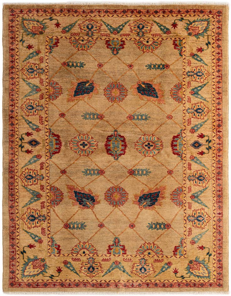 Detail image of 5' 2 x 7' 6 Hand Knotted Ziegler Wool Rug