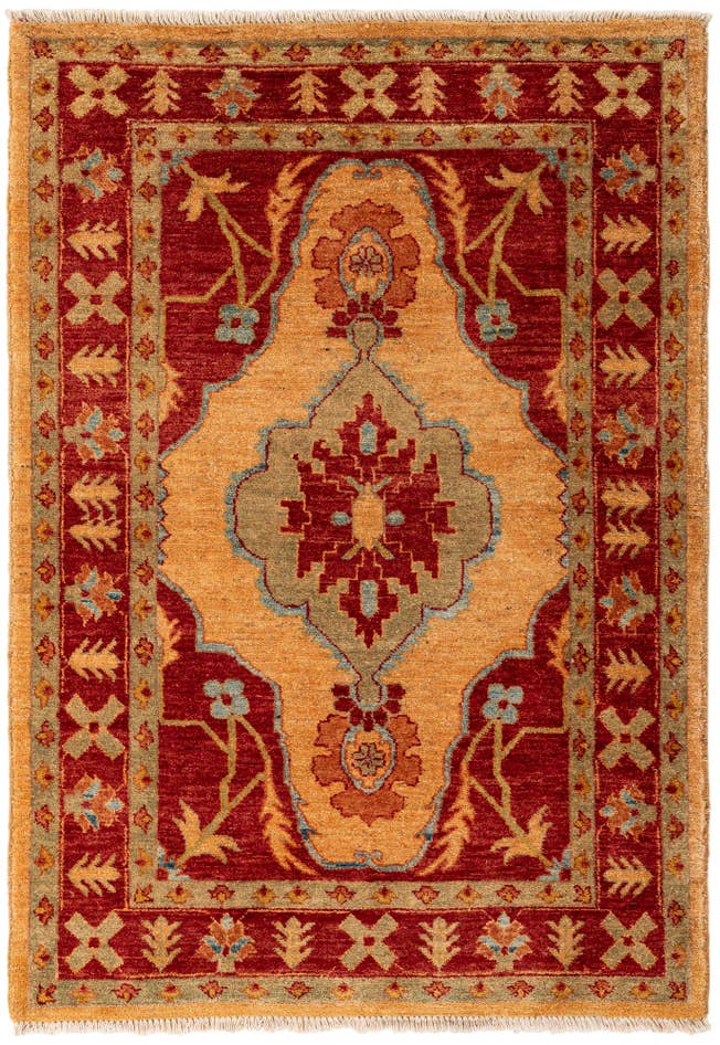 Detail image of 3' 6 x 4' 11 Hand Knotted Ziegler Wool Rug