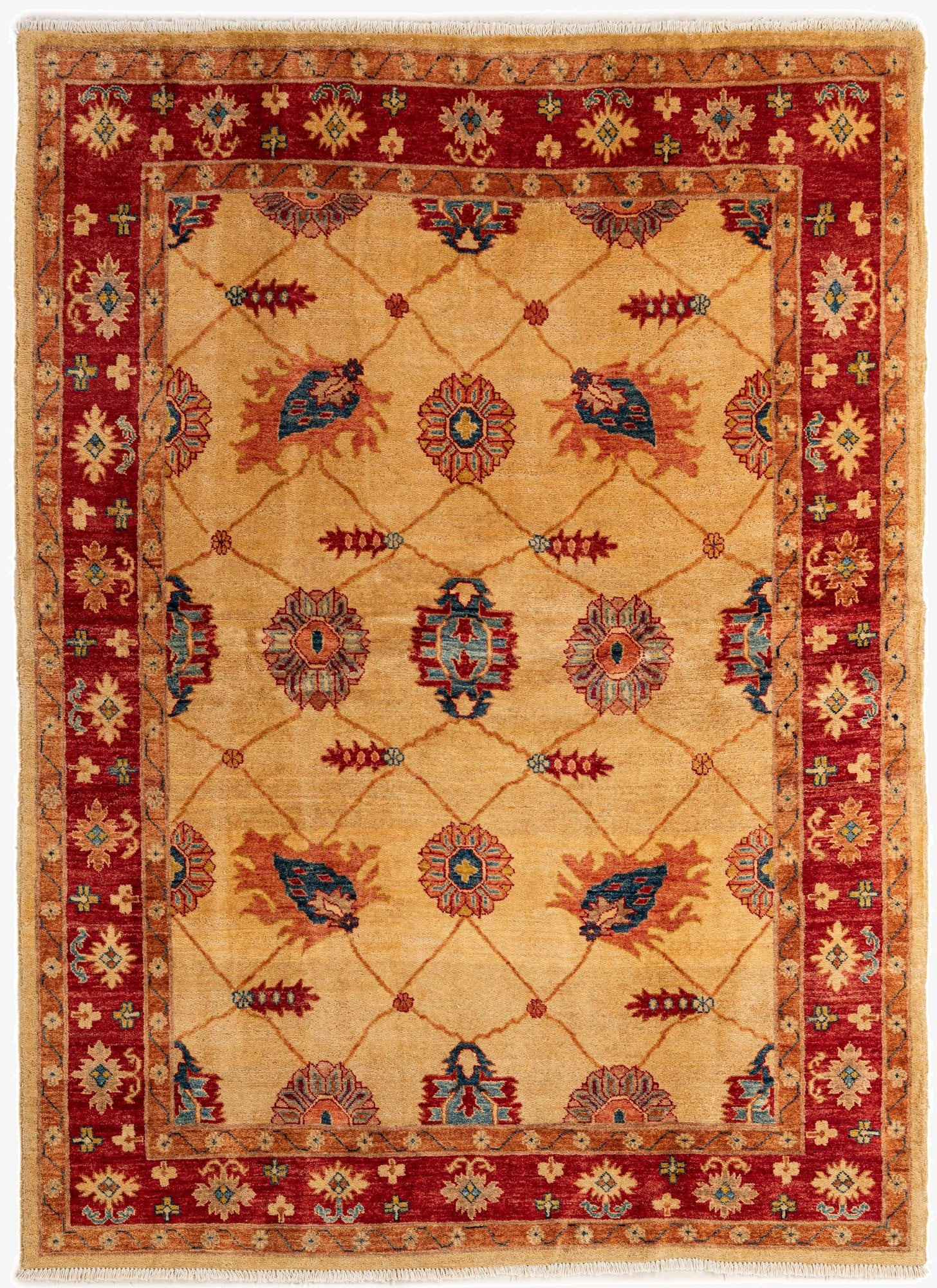 5' 7 x 7' 6  Hand Knotted Ziegler Wool Rug