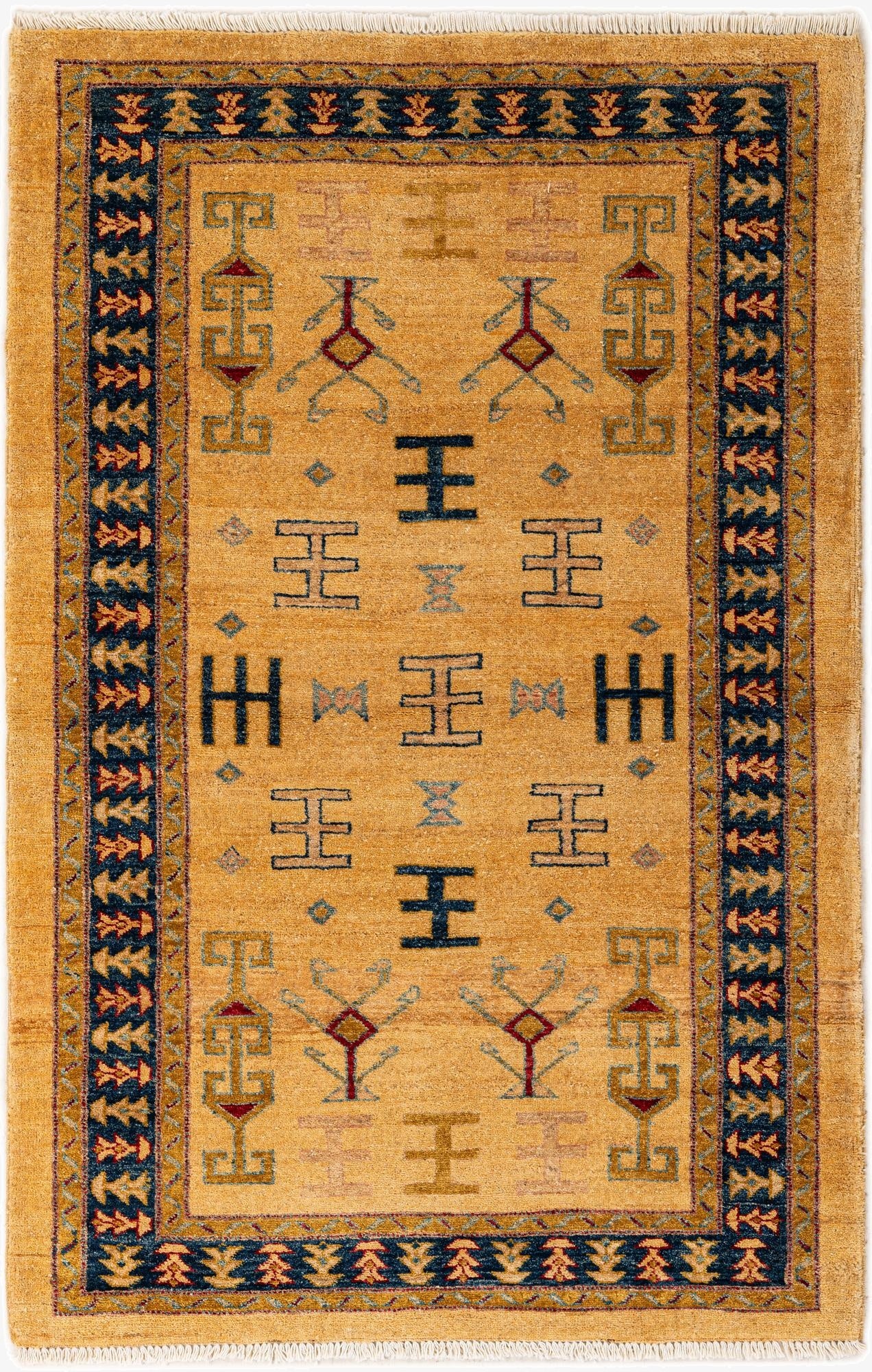 3' 4 x 5' 1  Hand Knotted Ziegler Wool Rug