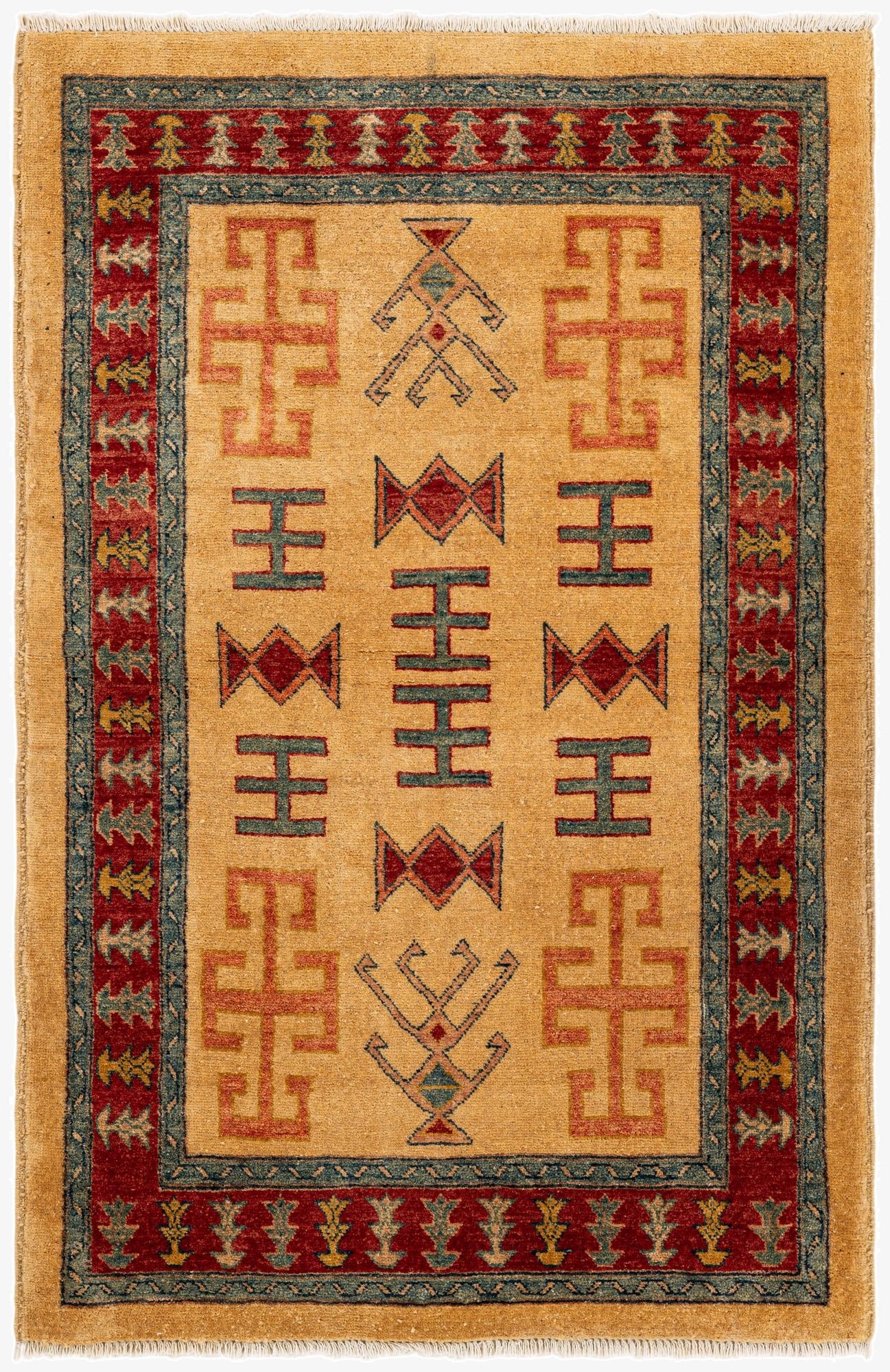 3' 5 x 5' 1  Hand Knotted Ziegler Wool Rug