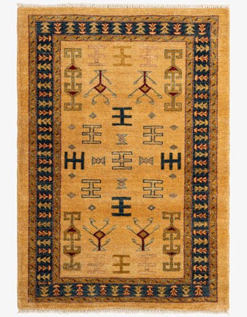 3' 4 x 4' 8 Hand Knotted Ziegler Wool Rug