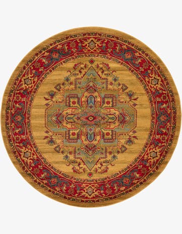 Tan Serapi Round Rug