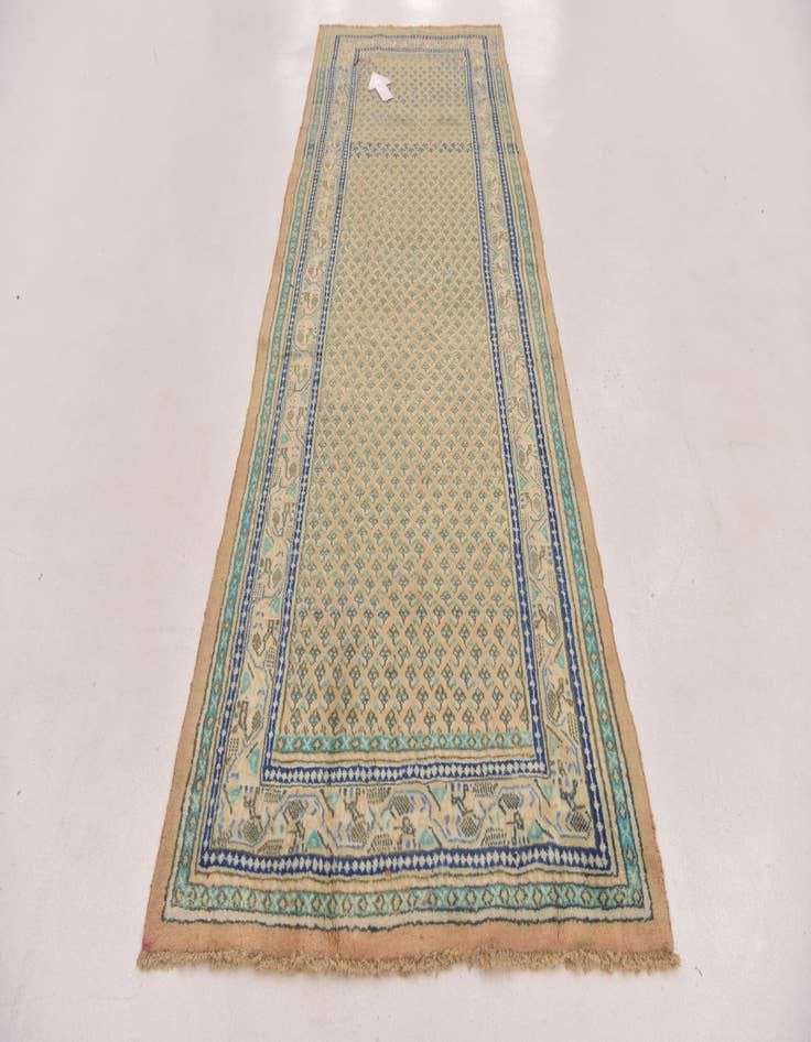 Detail image of 3' 9 x 10' 6 Hand Knotted Botemir Persian Wool Runner Rug