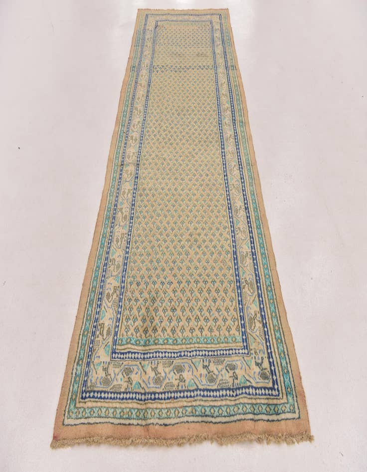 Detail image of 3' 9 x 10' 6 Hand Knotted Botemir Persian Wool Runner Rug