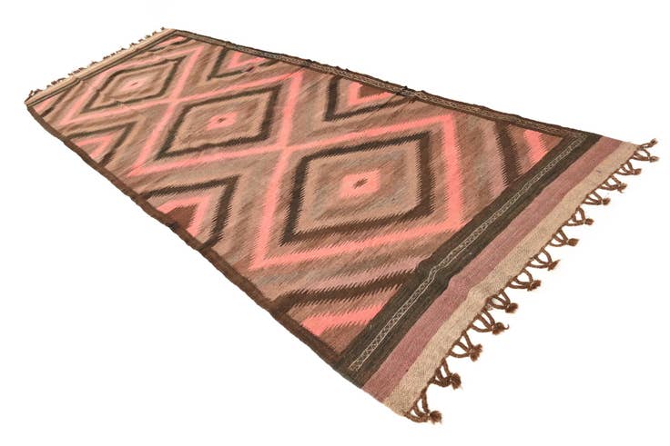 Detail image of 4' 2 x 11' 8 Hand Woven Kilim Fars Wool Runner Rug