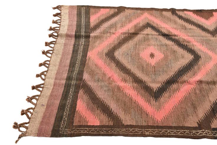 Detail image of 4' 2 x 11' 8 Hand Woven Kilim Fars Wool Runner Rug