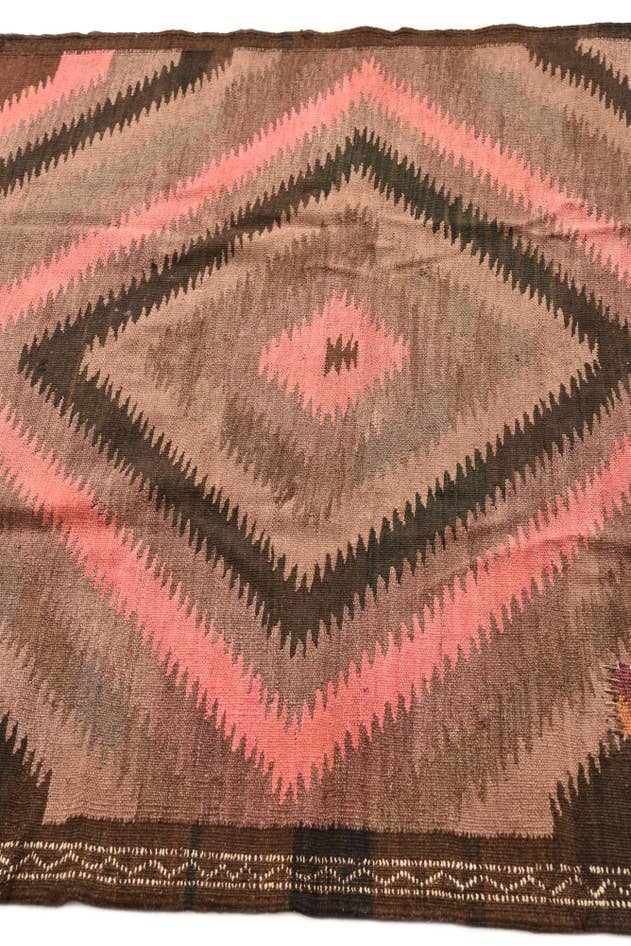 Detail image of 4' 2 x 11' 8 Hand Woven Kilim Fars Wool Runner Rug