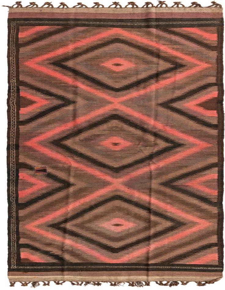 Detail image of 4' 2 x 11' 8 Hand Woven Kilim Fars Wool Runner Rug