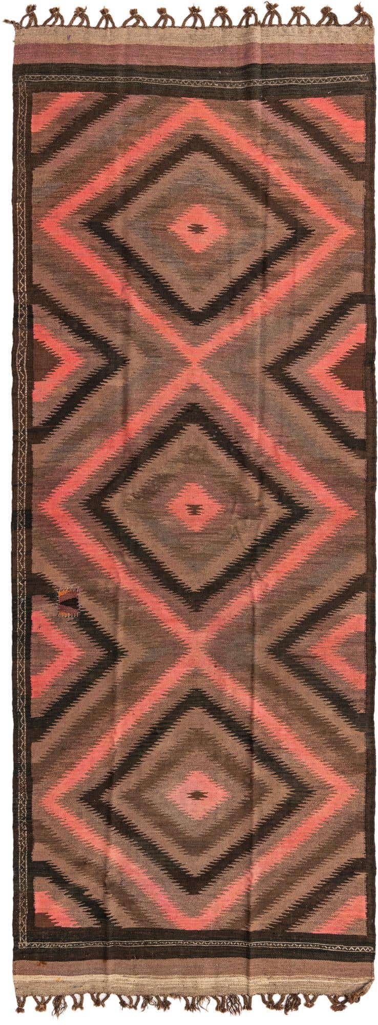 4' 2 x 11' 8 Hand Woven Kilim Fars Wool Runner Rug