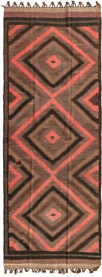 Detail image of 4' 2 x 11' 8 Hand Woven Kilim Fars Wool Runner Rug