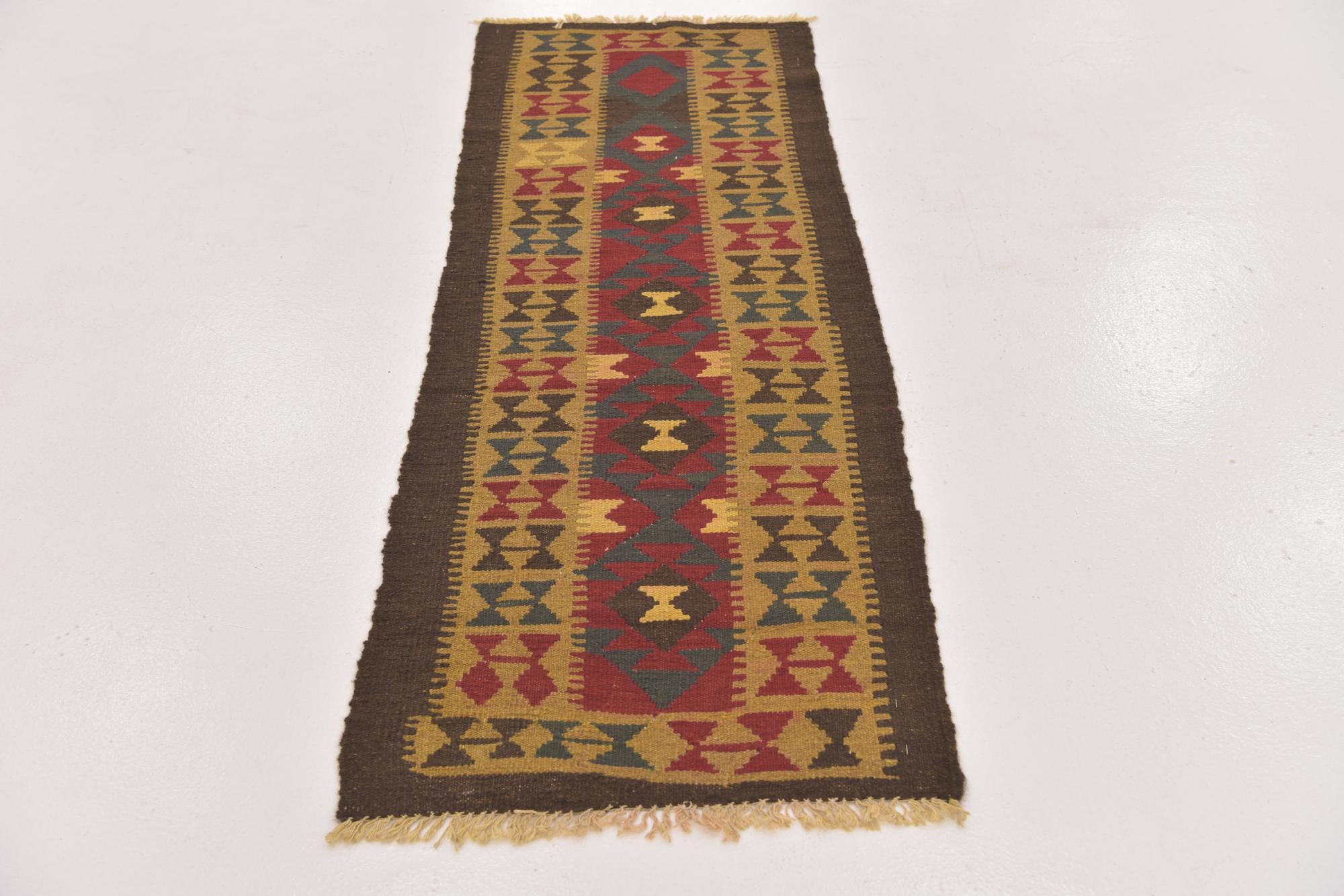 65cm x 190cm Tejido a mano Kilim Maymana Alfombra Lana Pasillera