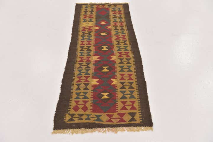 2' 2 x 6' 2 Hand Woven Kilim Maymana Wool Runner Rug